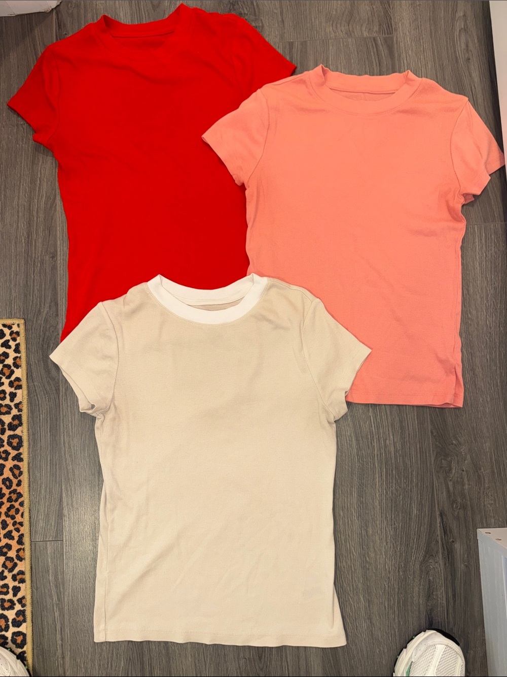 a new day Short Sleeve Tee Trio in Red, Coral Pink & Cream